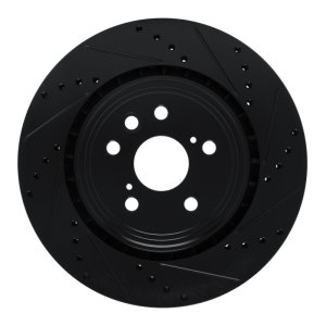 Lexus RX350 Brake Rotor (1) - Front Right - R1 Concepts - Drilled & Slotted - Black - `20-`25